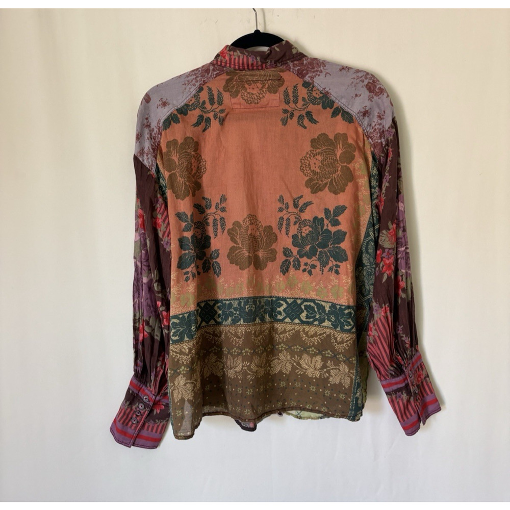 Free People Shirt XS Button Up Multicolor Blouse Top Boho - Picture 6 of 13